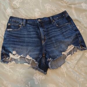 Distressed Dark Blue Denim Women's Shorts